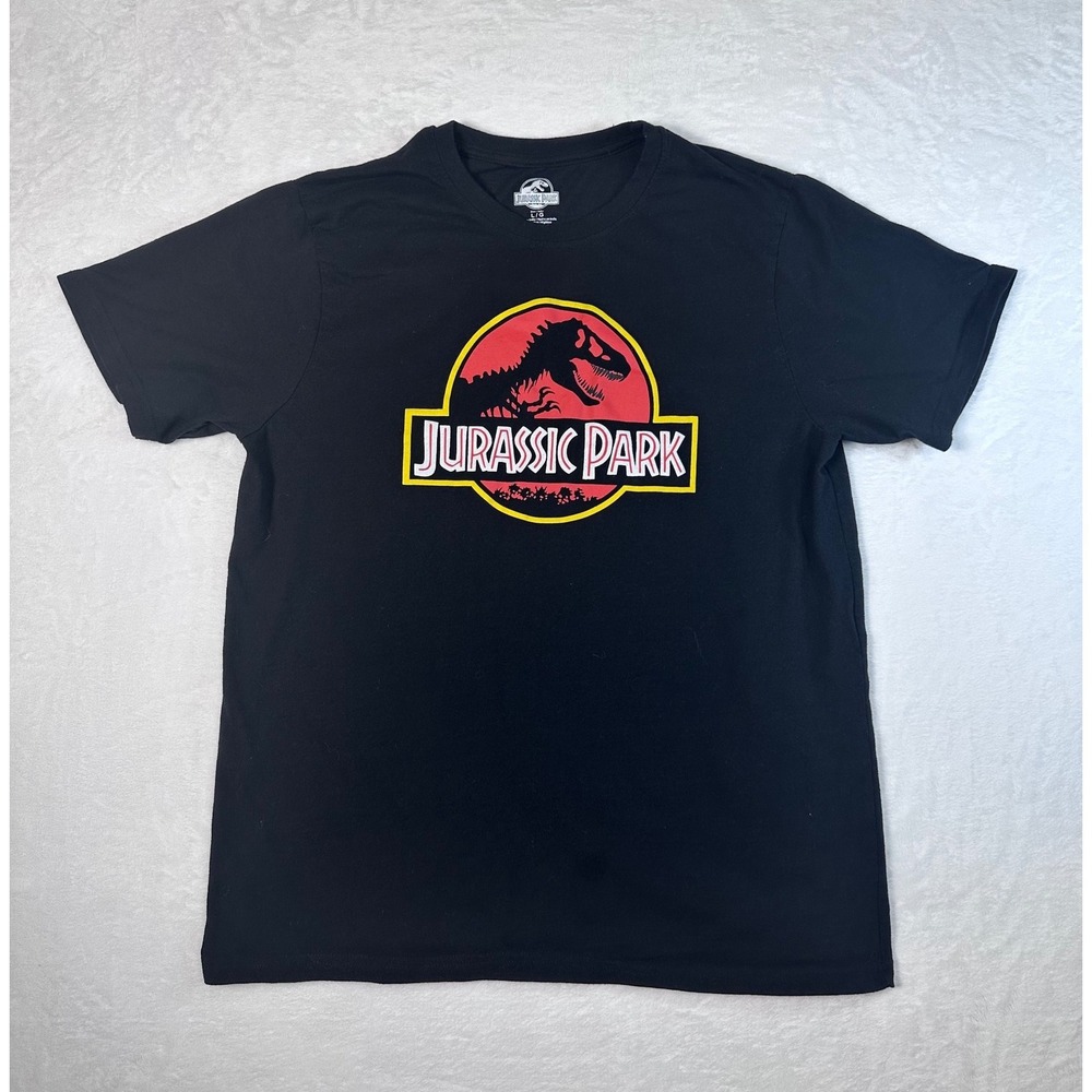 Jurassic Park Graphic T-Shirt Mens Large‎ Black Short Sleeve Logo Tee RN86947